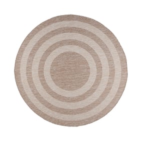 In- & Outdoor Teppich Rund - Sierra Frame Beige Creme - sfeer