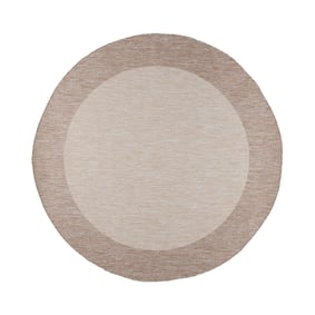 In- & Outdoor Teppich Rund - Sierra Border Creme Beige - sfeer