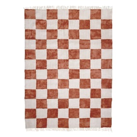Teppich Kariert - Blox Fringe Terracotta Weiß - sfeer
