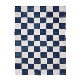 Teppich Kariert - Blox Blau Weiß - sfeer