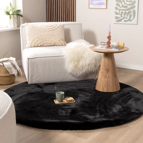 Hochflor Teppich Rund - Comfy Supreme Schwarz