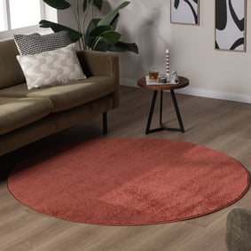 Runder Kurzflor Teppich - Essenza Terrakotta