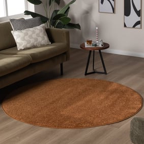 Runder Kurzflor Teppich - Essenza Orange