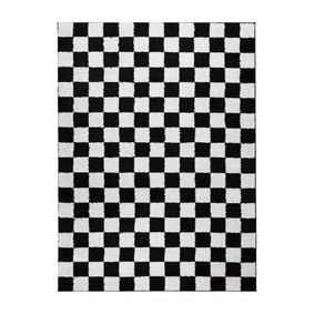 Waschbarer Teppich – Myrre Checkerboard Schwarz Weiß - product