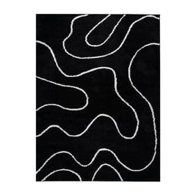 Waschbarer Teppich - Myrre Swirl Schwarz Weiß - product