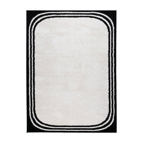 Waschbarer Teppich - Myrre Border Schwarz Weiß - product