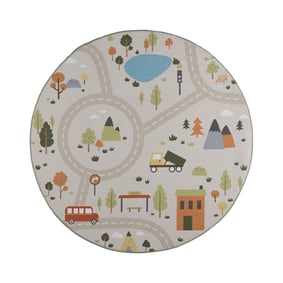 Auto Spielteppich Rund - Rocky Ride Grau - sfeer