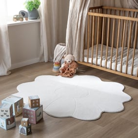 Kinderteppich Rund - Coco Blume Weiß