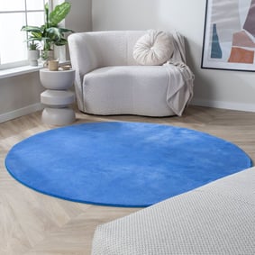 Waschbarer Teppich Rund - Vivid Blau