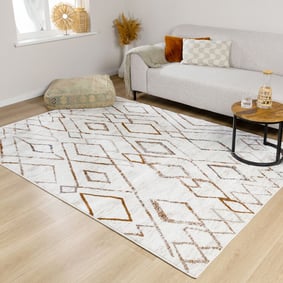 Hochflor Teppich - Blend Diamond Creme Bunt