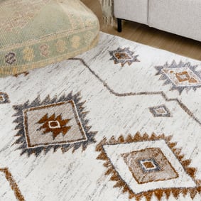 Hochflor Teppich - Blend Aztec Creme Bunt - sfeer
