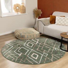 Berberteppich Rund - Blend Diamond Grün