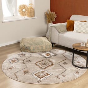 Berberteppich Rund - Blend Aztec Beige