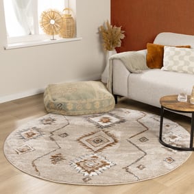 Berberteppich Rund - Blend Aztec Beige