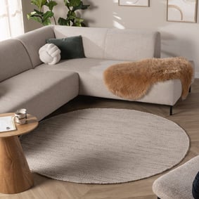 Wollteppich Rund- Bliss Beige Meliert