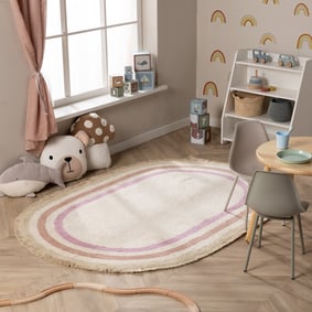 Waschbarer Kinderteppich Oval - Milo Rosa