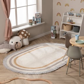 Waschbarer Kinderteppich Oval - Milo Grau