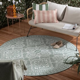 In- & Outdoor Teppich Rund - Summer Oriental Grün