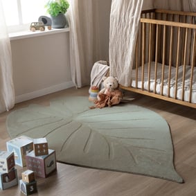 Kinderteppich Waschbar - Coco Blatt Grün