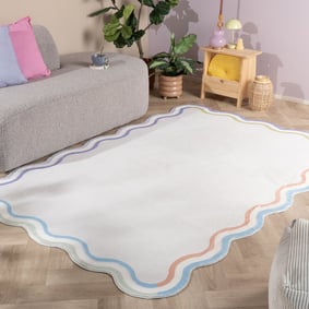 Teppich Organisch - Molly Wavy Weiß Lila
