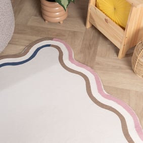 Teppich Organisch - Molly Wavy Weiß Rosa - product