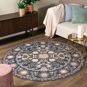 Teppich Vintage Rund - Bibi Medaillon Blau