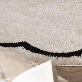 Waschbarer Teppich Rund - Myrre Weiß Schwarz - product