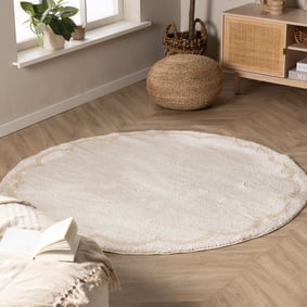 Waschbarer Teppich Rund - Myrre Weiß Beige