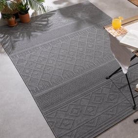 In- & Outdoor Teppich - Dunes Geo Grau