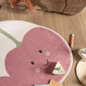 Waschbarer Kinderteppich - Berry Kirschen Rot - product