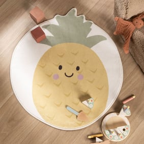 Waschbarer Kinderteppich - Berry Ananas Gelb