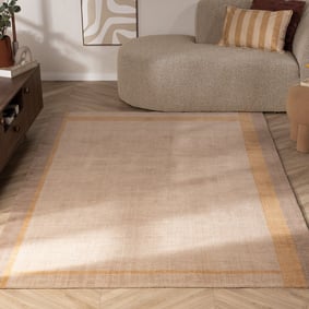 Wollteppich - Valencia Border Taupe Gelb