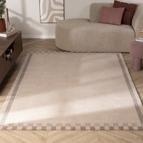 Wollteppich - Valencia Border Taupe Grau