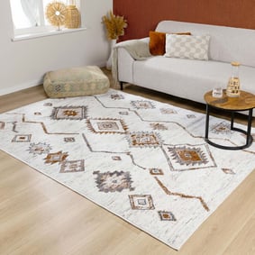Hochflor Teppich - Blend Aztec Creme Bunt