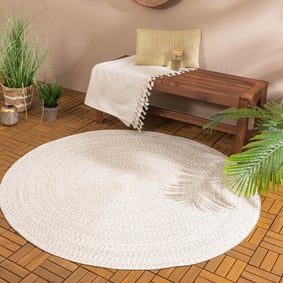In- & Outdoor Jute Teppich Rund - Bali Weiß