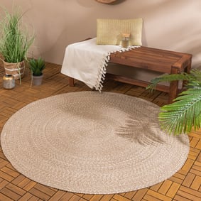In- & Outdoor Jute Teppich Rund - Bali Braun
