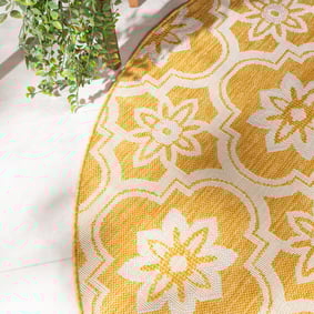 In- & Outdoor Teppich Rund - Rio Flower Gelb - product
