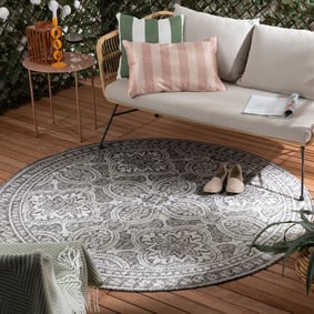 In- & Outdoor Teppich Rund - Summer Oriental Grau