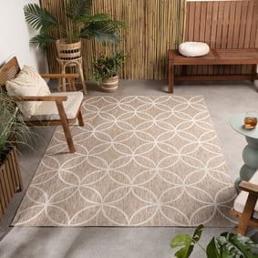 Geometrischer Outdoor Teppich - Faro Ripple Beige