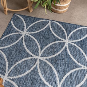 Geometrischer Outdoor Teppich - Faro Ripple Blau - product