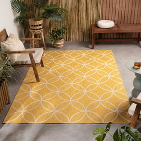 Geometrischer Outdoor Teppich - Faro Ripple Gelb