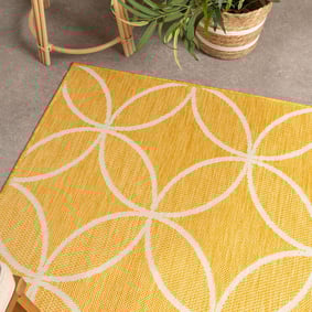 Geometrischer Outdoor Teppich - Faro Ripple Gelb - product