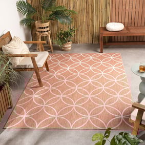 Geometrischer Outdoor Teppich - Faro Ripple Rosa