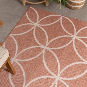 Geometrischer Outdoor Teppich - Faro Ripple Rosa - product