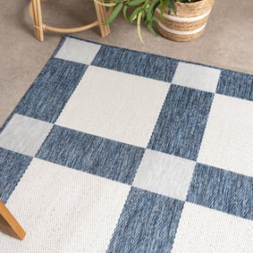 Geometrischer Outdoor Teppich - Faro Blocks Blau - product