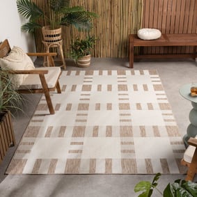 Geometrischer Outdoor Teppich - Faro Tiles Beige