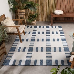 Geometrischer Outdoor Teppich - Faro Tiles Blau
