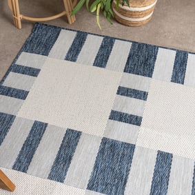 Geometrischer Outdoor Teppich - Faro Tiles Blau - product