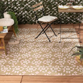 In- & Outdoor Jute Teppich - Como Floral Beige Creme