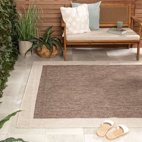 Garten Teppich - Nusa Border Braun Beige